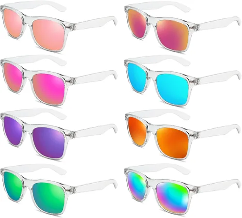 Miniatura 96 de Suministros para regalos de fiesta de colores neón Paquete de 8 gafas de sol unisex