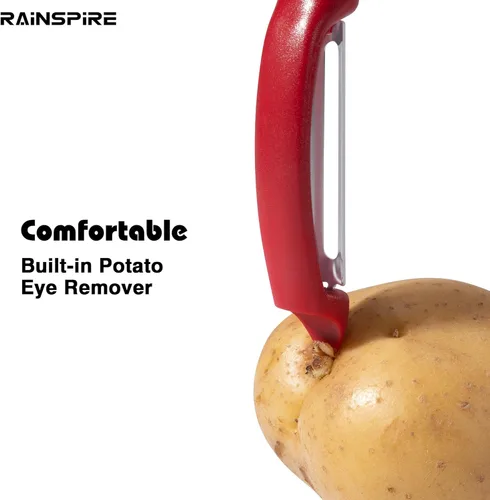 Miniatura 6 de Rainspire Juego de pelador de 3 piezas, pelador de verduras giratorio de alta calidad, accesorios de cocina, pelador de manzanas, pelador de papas