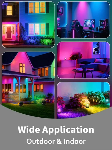 Miniatura 5 de T-SUN Luz de inundación LED, luces de seguridad impermeables RGB de 10 W, con enchufe de EE. UU., control remoto súper brillante, foco