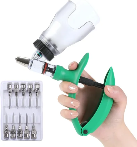 Miniatura 12 de Pistola de inyección para ganado de 5ML, pistola de inyección automática de recarga continua con botella ajustable, pistola de inyección