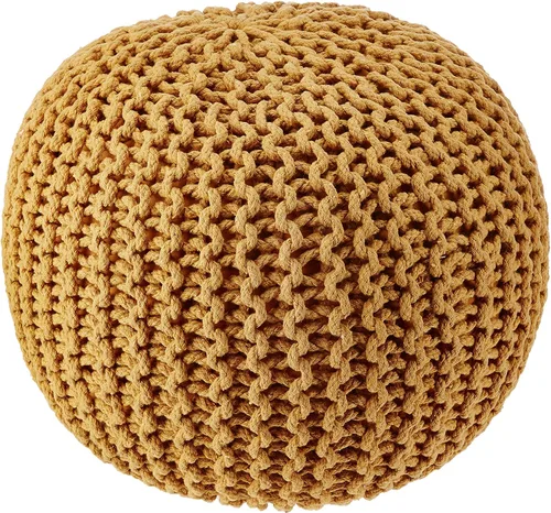 Miniatura 23 de REDEARTH Puf Otomano Redondo - Tejido a Mano con Cable Estilo Boho, Decoración del Hogar, Puf Circular, Reposapiés para Sala de Estar - Guardería
