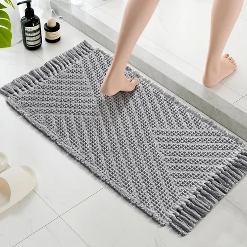 H.VERSAILTEX Tapete de baño tipo waffle súper absorbente, bohemio, antideslizante, para el suelo del baño, lavable a máquina, de secado rápido, con