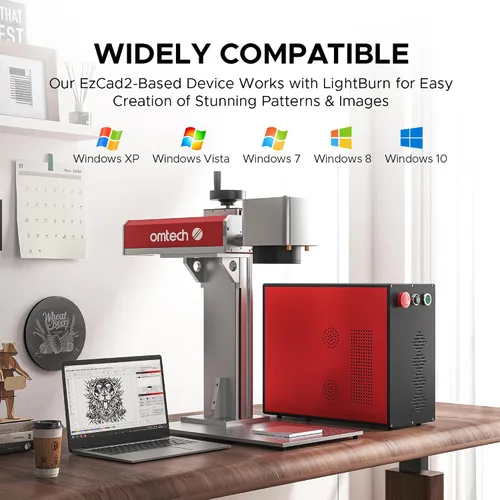 Miniatura 6 de OMTech Grabador láser de fibra de 60 W, máquina de grabado láser MOPA para marcado de metal de color de alto contraste, máquina de grabado láser