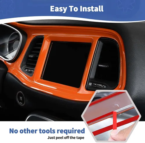 Miniatura 5 de RT-TCZ para Challenger Cubierta de Panel de Tablero de Consola Central Naranja para Dodge Challenger 2015-2023 Accesorios Interiores Naranjas 4