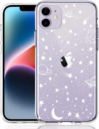 Miniatura 15 de Compatible con iPhone 11, funda transparente con flores florales a prueba de golpes, parte trasera dura, delgada, bonita funda transparente