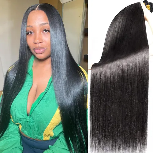 Miniatura 21 de 3 manojos de cabello humano lacio 100% sin procesar virgen brasileño paquetes de 10, 12, 14 pulgadas, mechones de cabello humano corto sin procesar
