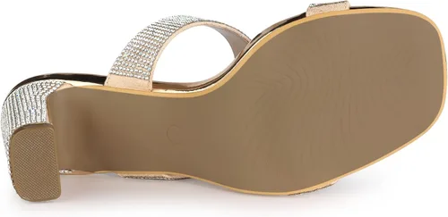 Miniatura 6 de Allegra K Sandalias de tacón grueso con diamantes de imitación para mujer, M