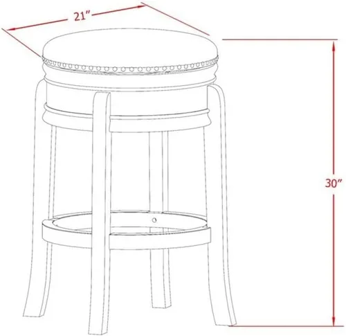 Miniatura 3 de East West Furniture AMS030-112 Amherst - Taburete moderno para mostrador – Forma redonda de piel sintética marrón tostado tapizado para encimera