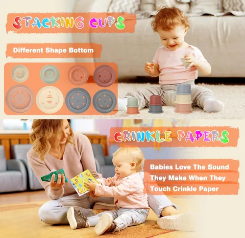 Miniatura 4 de Juguetes para bebés de 6 a 12 meses, juguete Montessori 7 en 1 para niños de 6-9-12-18 meses con juguete de cuerda de tirar, juguetes sensoriales