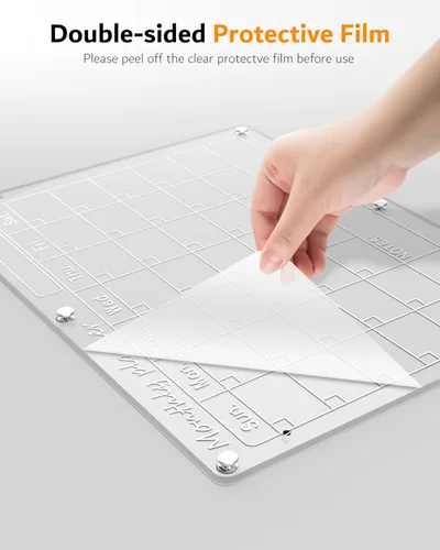 Miniatura 8 de Calendario acrílico magnético para refrigerador, 1 paquete de 11 x 15 pulgadas, calendario transparente para nevera, borrado en seco, juego