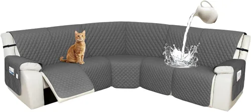 Miniatura 80 de Arfntevss Fundas de sofá modular reclinable, 100% impermeable, en forma de L, para sillón reclinable en forma de L, funda seccional lavable