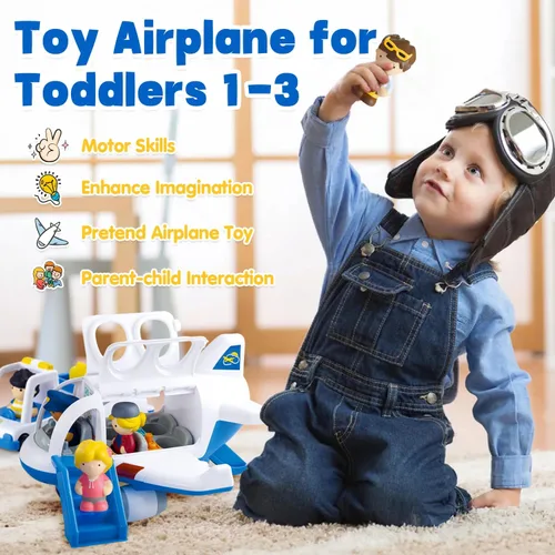 Miniatura 2 de Juguetes de avión PLAY para niños - Juguetes de avión para niños pequeños, aviones de viaje para niños de 2 años en adelante con figuras pequeñas