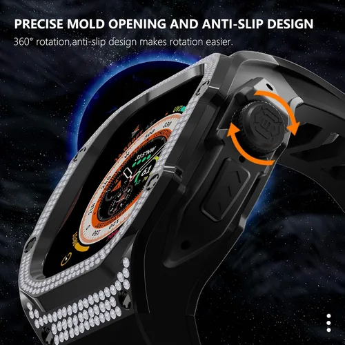 Miniatura 2 de VeveXiao - Funda resistente con correa compatible con Apple Watch Ultra 2 bandas de 49mm, funda protectora de metal con correa de repuesto de goma