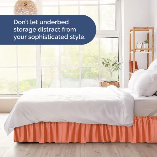 Miniatura 8 de Falda de cama envolvente con volantes, color coral, para camas de tamaño Queen con altura de 38 cm CGK Linens - Falda de cama plisada con tela 28