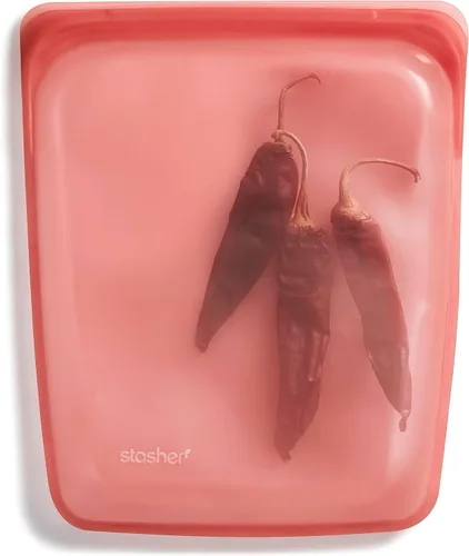 Miniatura 12 de Bolsa de almacenamiento de alimentos reutilizable de silicona premium Stasher de medio galón, color negro, apta para microondas, sous vide