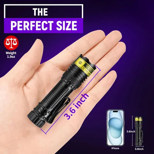 Miniatura 5 de DARKDAWN Linterna UV de 395 nm, luz negra, mini USB, recargable, luz ultravioleta, LED, lámpara de madera, potente detector portátil para manchas