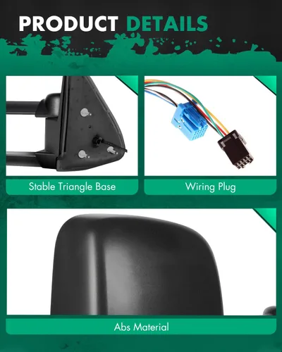 Miniatura 5 de SCITOO - Espejos de remolque para Chevy y GMC, compatibles con camionetas pickup 2003-2007, para Chevy y GMC, Silverado y Sierra, espejos laterales