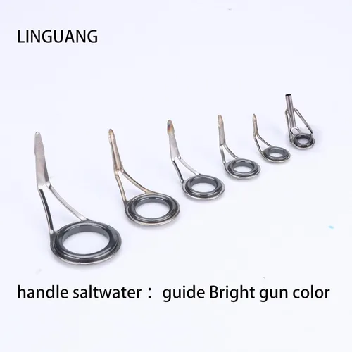 Miniatura 4 de 25/75 piezas de caña giratoria de pesca de un solo pie, guías de reparación de acero inoxidable, guías de construcción de repuesto para caña