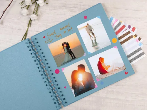 Miniatura 3 de potricher Álbum de fotos DIY de 10 x 10 pulgadas, 80 páginas, papel kraft grueso, color azul, libro de recuerdos para bodas y aniversarios