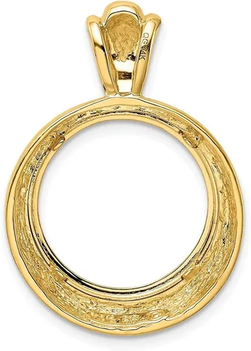 Miniatura 3 de Colgante de bisel de moneda de oro, 0.630 in, 0.669 in, 0.827 in, tamaño de moneda, diseño de marco ancho de círculos concéntricos, oro amarillo