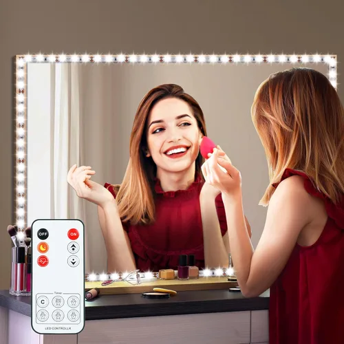 Luces LED para Espejo de Tocador para Mesa de Maquillaje y Tocador, Kit de Tira de Luz LED Flexible de 13 pies, 6000K Luz Blanca Diurna con