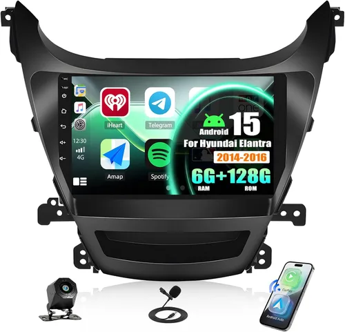 Miniatura 10 de Estéreo de coche Android 2+64G para Hyundai Elantra 2011 2012 2013 Carplay inalámbrico Android Auto 9 pulgadas pantalla táctil Bluetooth GPS WiFi