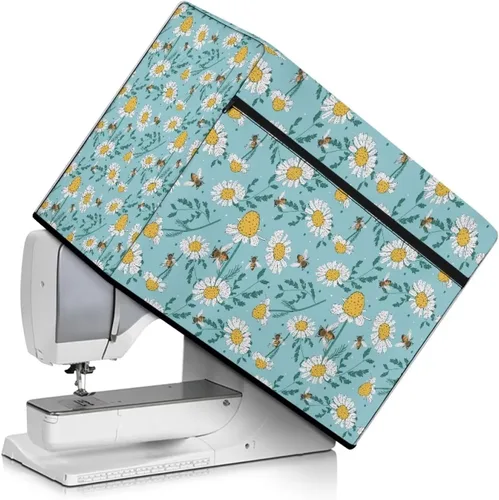 Miniatura 21 de Mumeson Cubierta antipolvo para máquina de coser de gatos negros con flores, para la mayoría de máquinas de coser estándar, plegable, duradera