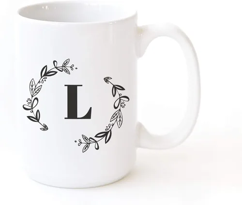 Miniatura 6 de The Cotton & Canvas Co. Botánico personalizado monograma inicial letra A taza de café porcelana cerámica taza de café para ella, para él