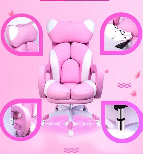 Miniatura 3 de Silla de juegos estilo carreras con reposapiés ajustable, soporte lumbar de masaje, silla de oficina giratoria ergonómica de respaldo alto (negro)