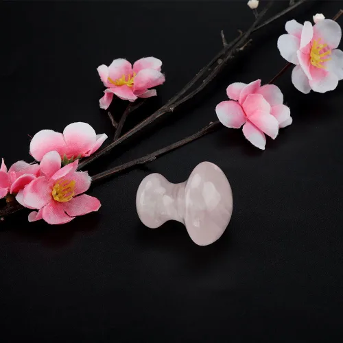 Miniatura 5 de Walfront Sha Tools - Masajeador facial con forma de hongo rosa, pinzón rosa, rodillo de jade de cuarzo rosa, herramienta de masaje de cristal