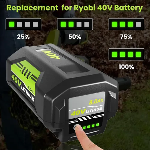 Miniatura 4 de Paquete de 2 baterías de repuesto de 8000 mAh OP4040 para batería Ryobi de 40 V compatible con batería de litio Ryobi de 40 V OP4050A OP40602