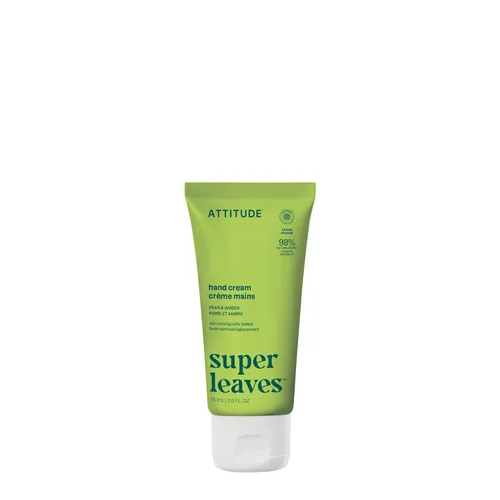 ATTITUDE Crema de manos, verificada por EWG, a base de plantas y minerales, productos veganos para el cuidado personal, pera y ámbar, 2.5 onzas
