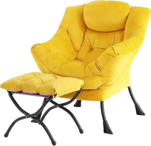 Miniatura 18 de Tiita - Sillón reclinable con otomana, grande, moderno, silla de ocio, de lectura, con reposapiés, para dormitorio, sala de estar, dormitorios, Gris