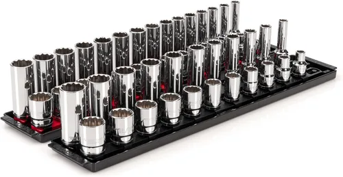 Miniatura 13 de TEKTON SHD92121 - Juego de llaves de vaso de 12 puntos con rieles y bandeja, 23 piezas (0.394-1.260 in)