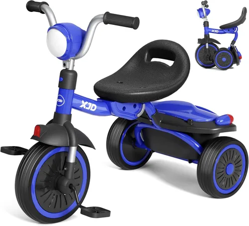 Miniatura 9 de XJD Triciclo para niños pequeños, bicicleta plegable con pedales, triciclo para niños de 2 a 5 años, asiento cómodo ajustable, regalos de Navidad