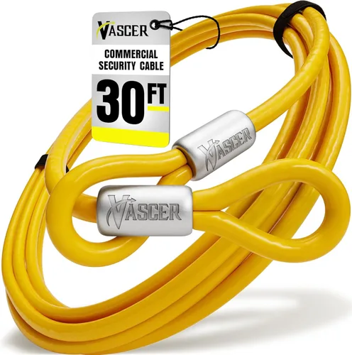 Vascer Cable de seguridad antirrobo de acero galvanizado trenzado de alta resistencia comercial con extremos en bucle. (1/2 pulgada de grosor,