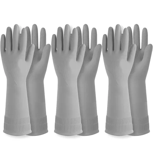 Miniatura 25 de DABOGOSA Mamison 2 pares de guantes de goma impermeables reutilizables para limpieza de lavavajillas para el hogar, guantes de cocina