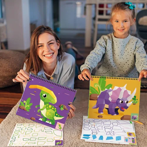 Miniatura 5 de Omgouue 2 piezas de manualidades de dinosaurios y animales, actividades de avión para niños de 4 a 8 años, libros de pintura con calcomanías