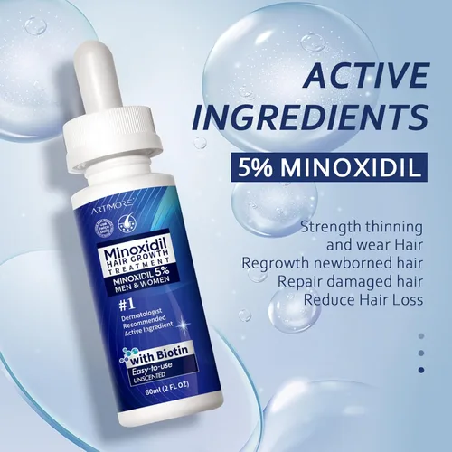 Miniatura 3 de Suero para el crecimiento del cabello de minoxidil al 5% para hombres y mujeres con biotina: minoxidil para hombres y mujeres, 5 por ciento