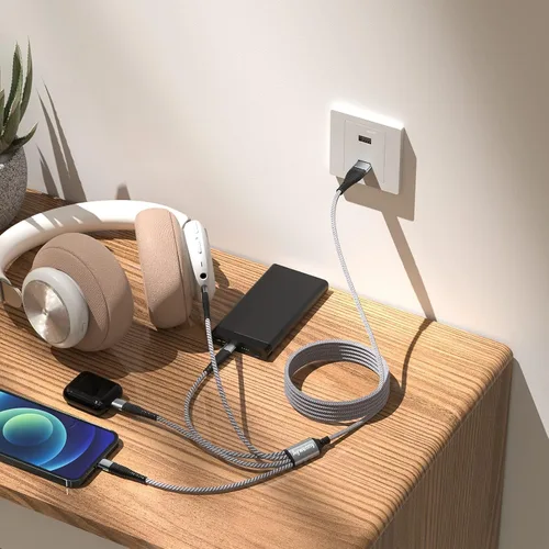 Miniatura 4 de Cable divisor USB tipo C QC3.0 de carga rápida 4 en 1, multiUSB C, cable de sincronización USB tipo C con 4 conectores USB C, para iPhone 15 Pro