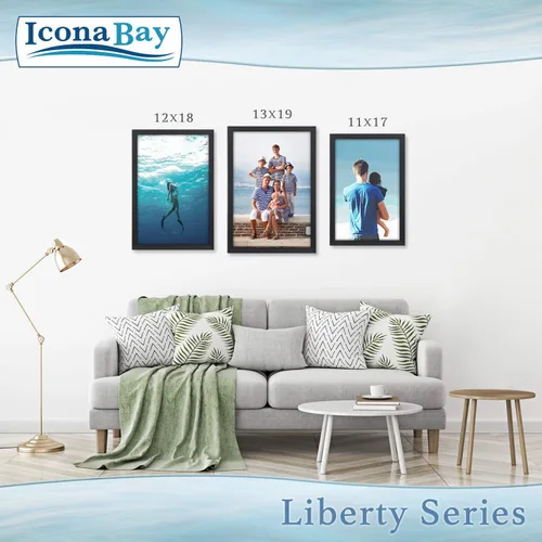 Miniatura 5 de Icona Bay Marco negro de 12 x 18 pulgadas, marco compuesto de madera resistente (no plástico PS), marcos de estilo moderno, colección Liberty