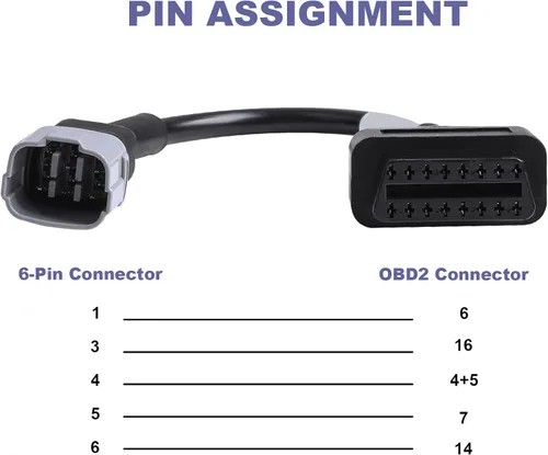 Miniatura 6 de Cable adaptador de 6 pines a 16 pines OBD2 diagnóstico de fallas del motor y detector para motocicletas Su-zu-ki Adaptador OBD compatible