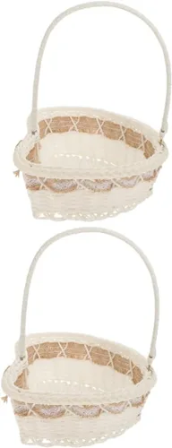 Miniatura 9 de jojofuny Cesta de boda para niña, pétalos, galletas, bolsas pequeñas para recuerdos, cesta de yute de encaje, cesta de yute para niña, cestas