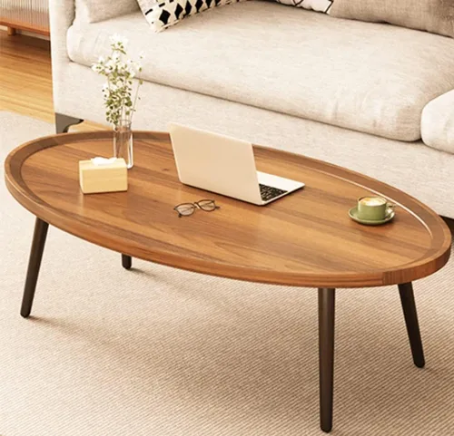 Mesa de centro de madera rústica, mesa de centro ovalada de nogal, mesa de centro moderna para sofá, mesa auxiliar para sala de estar, hogar,