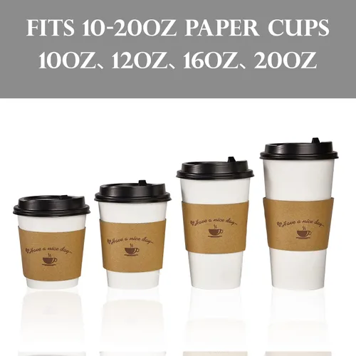 Miniatura 7 de LITOPAK Paquete de 200 fundas de papel kraft para tazas de café, fundas de café, soporte desechable corrugado para bebidas calientes