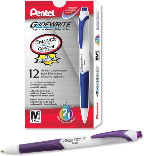 Miniatura 8 de Pentel GlideWrite - Bolígrafo con tinta TechniFlo (³/₆₄ pulgadas), trazo medio, tinta surtida, paquete de 6 (BX910BP6M)