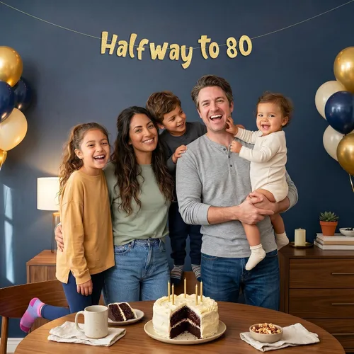 Miniatura 5 de Cartel con purpurina dorada preencordada de medio camino a 80, decoraciones de 40 cumpleaños y aniversario para hombres y mujeres, suministros
