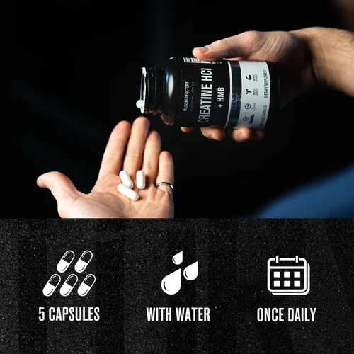 Miniatura 6 de Jacked Factory Cápsulas de creatina HCL + HMB - Fórmula sinérgica CON-CRET, myHMB y vitamina D para mejorar el crecimiento, la fuerza y la reducción