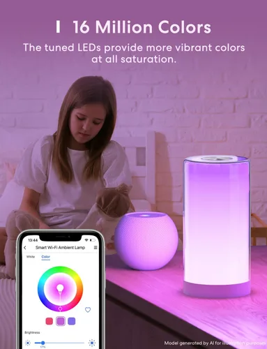 Miniatura 9 de meross Lámpara de mesa inteligente, lámpara de noche, compatible con Apple HomeKit, Siri, Amazon Alexa y SmartThings, blanco sintonizable