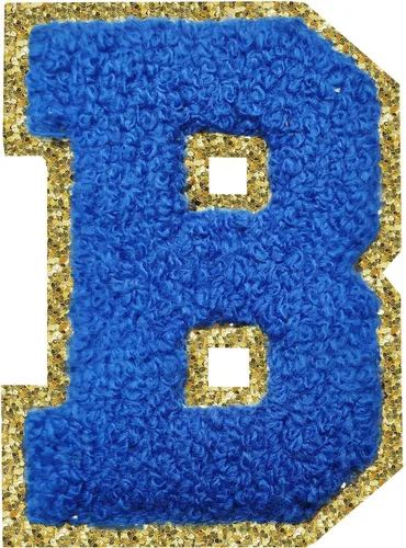 Miniatura 169 de SPRT - Parches de letras de chenilla universitaria con purpurina, parche de letras blancas para planchar con letras del alfabeto para disfraz